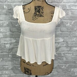 Sadie & Sage Cream Gauzy Cropped Top